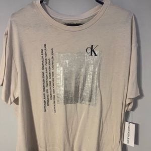 CALVIN KLIEN never worn tan tee kind of cropped